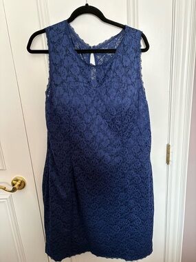 ModCloth Navy Blue Lace Sleeveless Midi Dress